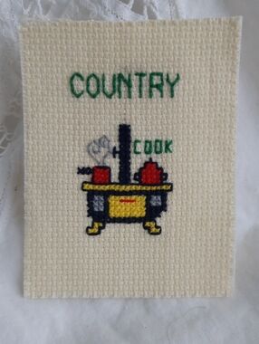 Embroidered 'Country Cook' Stove Cross-Stitch